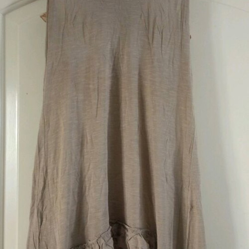 Regalina Small beige top like new with lace ruffle