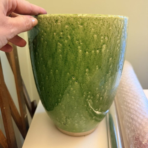 Large Green Ceramic Planter Vase vintage style