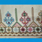 Folk Art Handmade Embroidered Fabric with Geometric Patterns used, 1m x 36cm