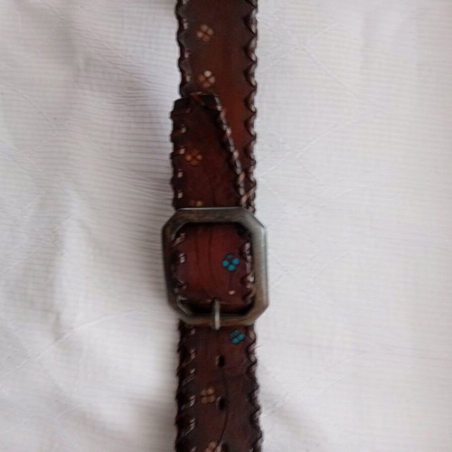 Riccardo Forconi leather belt like new, size 85 with painted flowers