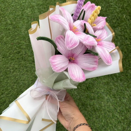 Handmade chenille flower bouquet