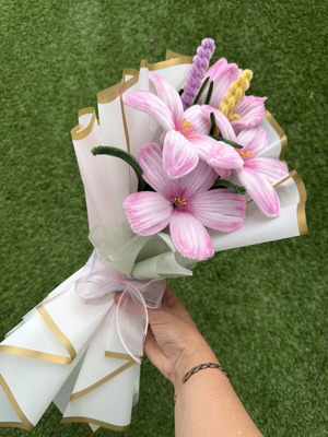 Handmade chenille flower bouquet