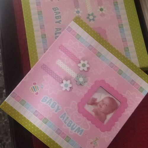 Baby photo album with information pages