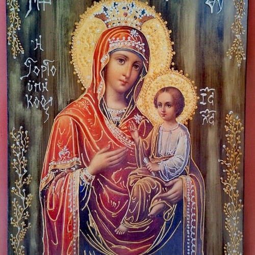Handmade icon of Panagia Gorgoepikoos, new