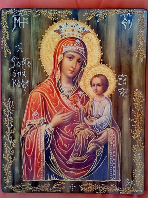 Handmade icon of Panagia Gorgoepikoos, new