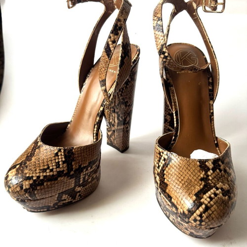 Kurt Geiger high heels snake style with thick heel like new, brown