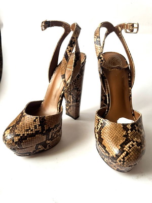 Kurt Geiger high heels snake style with thick heel like new, brown