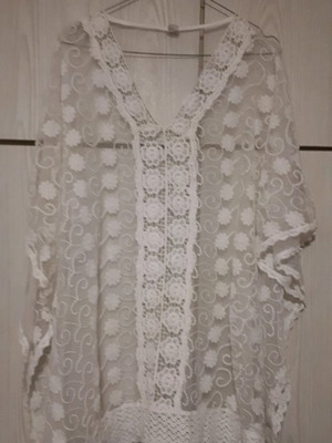 Poncho tunic lace new, white