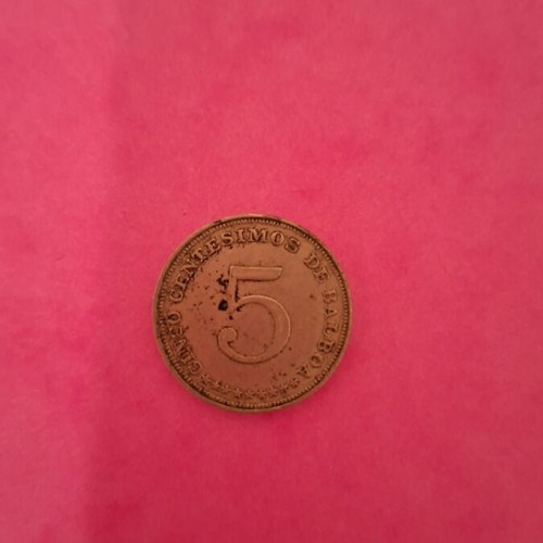 5 Centésimos coin of Panama used, 1962
