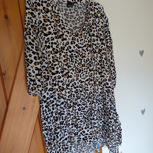 Leopard print long blouse short dress size L like new