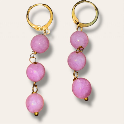 Pink Beaded Drop Earrings like new