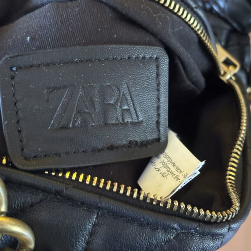 Zara Shoulder Bag New, Genuine Sheepskin Leather, Black, Chain Strap