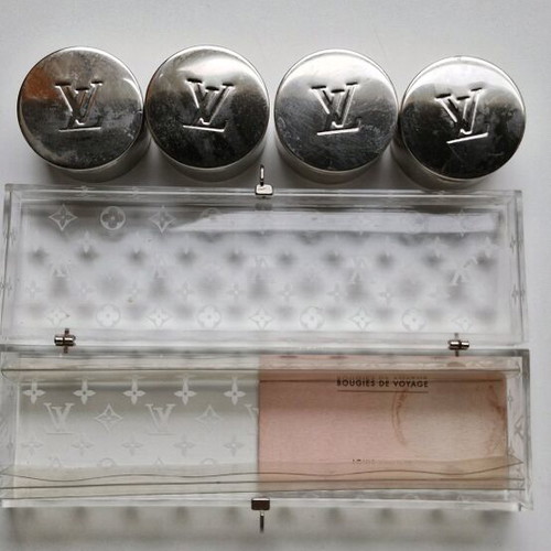 Louis Vuitton Bougies de Voyage plexiglass case and candle set, vintage