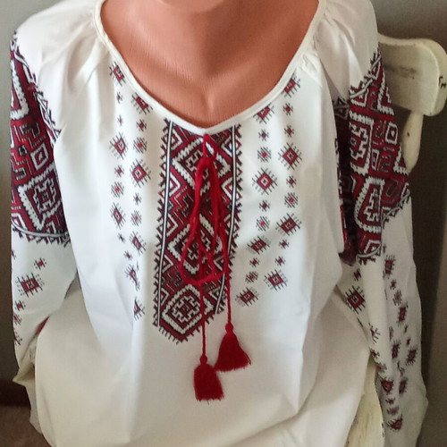 Folk costume new, shirt, ethnic vest and handmade necklace set