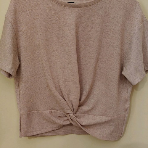 Women's short-sleeve top new, pink with knot design