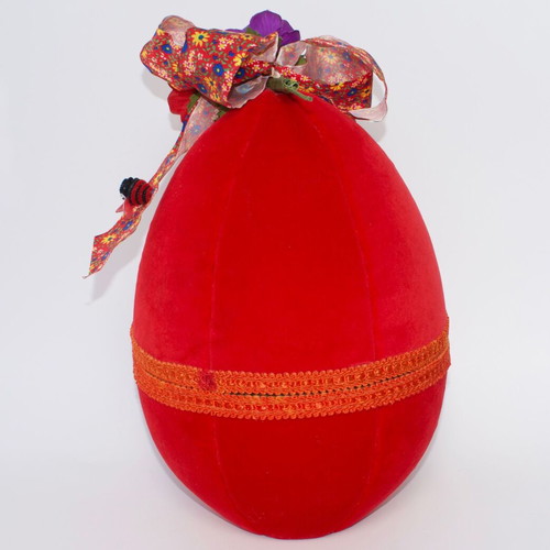 Handmade Easter egg velvet red large new