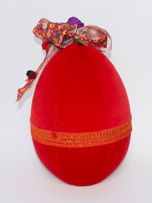 Handmade Easter egg velvet red large new
