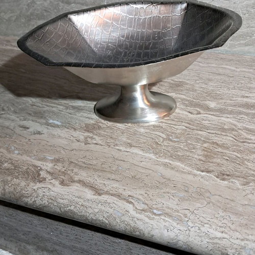 Aluminum decorative bowl like new with embossed pattern
