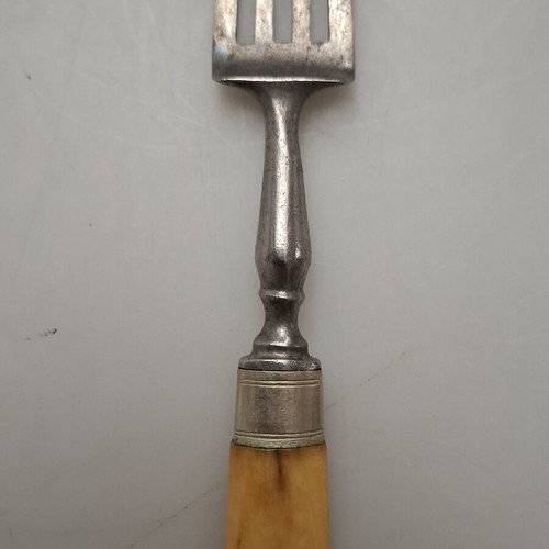 Antique forks with bone handles used, set of 9