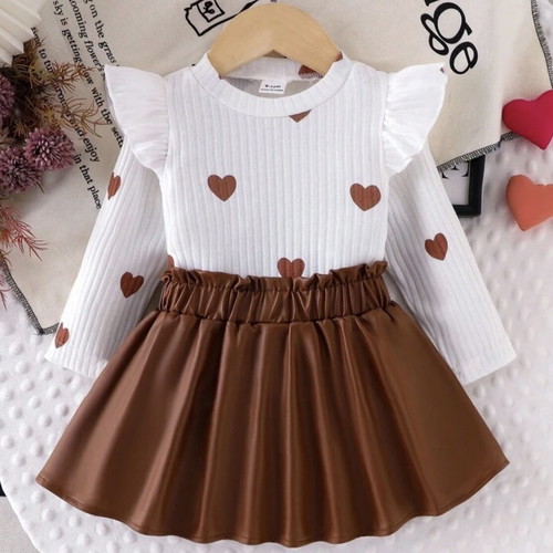 Baby set brown skirt size 74 like new