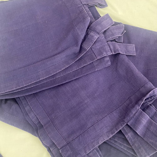 IKEA blue pair of curtains used, 100% cotton, includes tiebacks