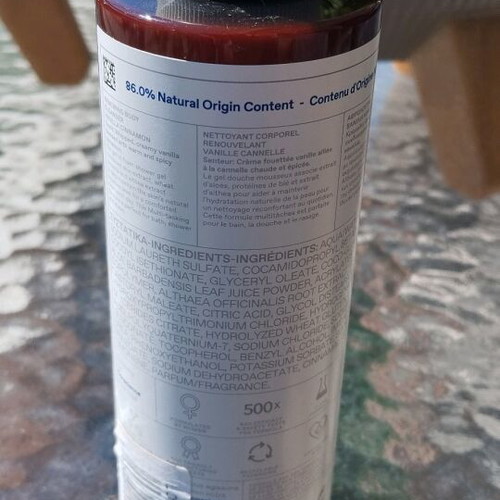 Korres body cleanser new, vanilla cinnamon scent