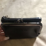 Rosebird women's black leather kiss-lock wallet, retro style