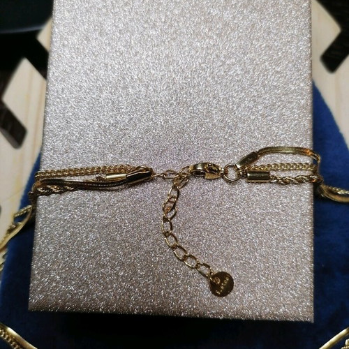 Triple necklace new from stainless steel gold-colored
