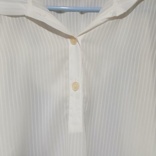Pop Mari women's off-white striped shirt tunic, size M-L