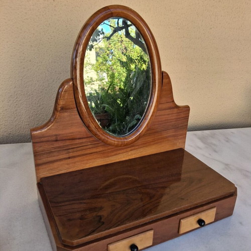 Vintage dressing table with drawers and mirror, used, 1960s