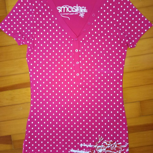Rockabilly T-shirt Smash polka dot fuchsia new Size S/M