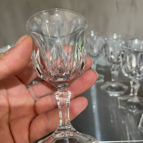 Vintage Cristal D’arques Chaumont liqueur glasses set of 9 like new