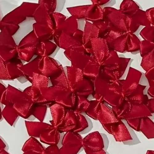 Red satin bows for decoration and crafts, pack of 50