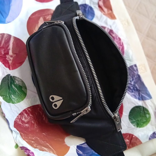 Moose Knuckles black leather hipbag crossbody bag
