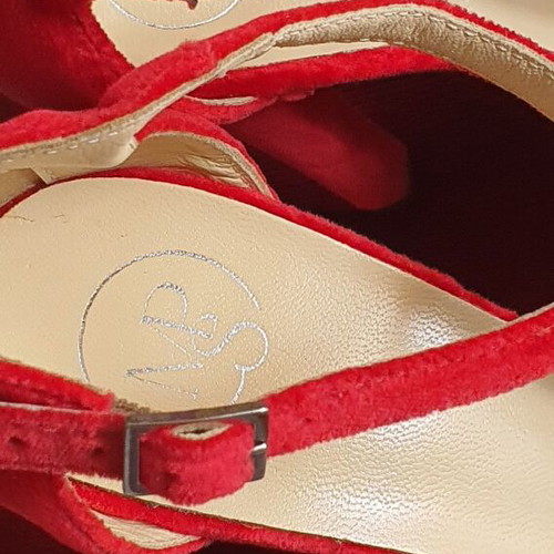 Velvet red pumps new, size 37, genuine leather interior