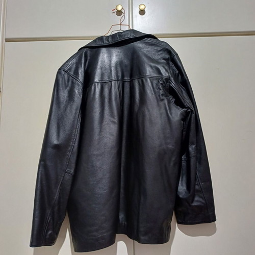Men's leather jacket, black, XL