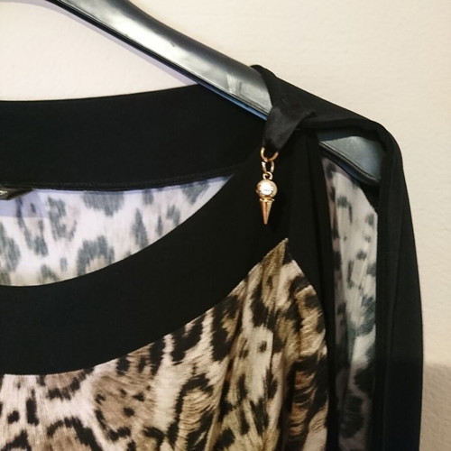 Jumpsuit with Leopard Print Used, Size L, Black and Brown