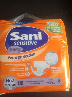 Sani Sensitive Incontinence Diapers No 2 Medium, New Pack of 15