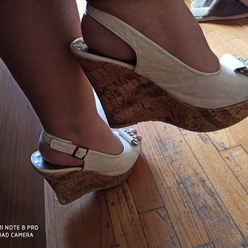 White platform shoes used, synthetic soft leather, size 37