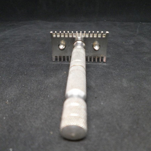 Antique shaving razor used, split with case, French origin