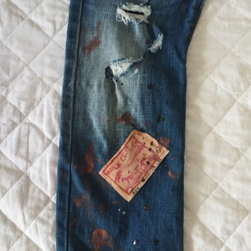 Jeans with handmade details medium, like new, blue