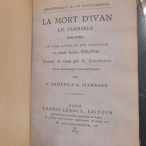 La Mort d'Ivan le Terrible 1879, used, French translation