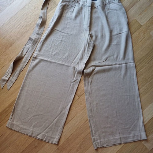 Marks & Spencer wide pants used, beige with belt, size 38