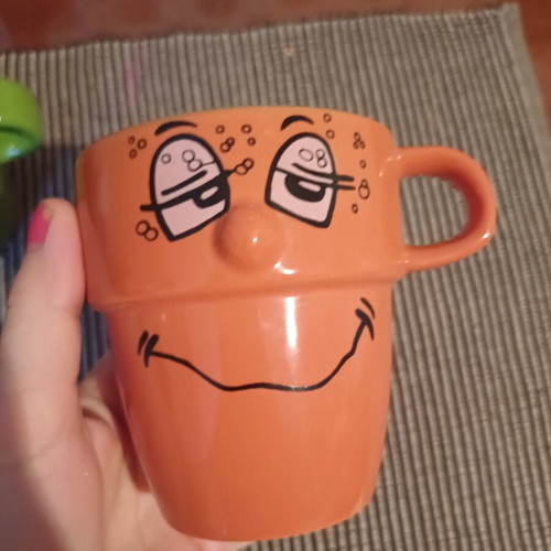 Vintage ceramic mugs Funny Faces set of 2