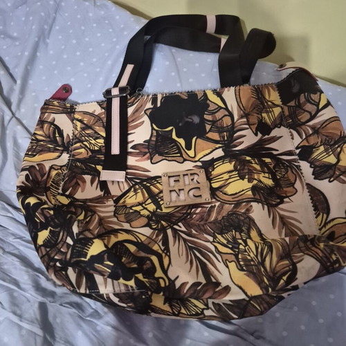 Large handbag used, beige and brown