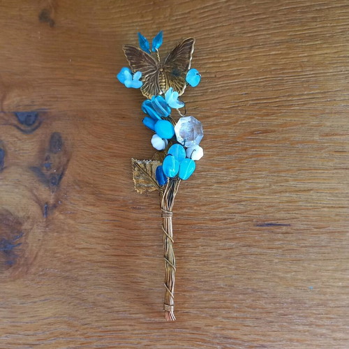 Butterfly woven with wire and crystals like new