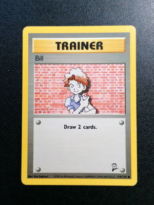 Pokémon Bill Base Set 2 card used, common 118/130, 2000