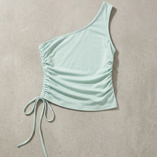 Top one shoulder turquoise, like new, fits Small and Medium
