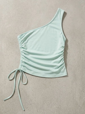 Top one shoulder turquoise, like new, fits Small and Medium
