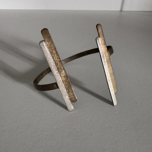 Bracelet Handcuff Women Accessories handmade, adjustable, bronze and silver mix